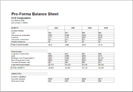 Proforma Balance Sheet Template For Excel Excel Templates
