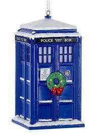 Doctor who police box tardis ornament with sound 2015 bbc santa hat 4 dr. Ornament Doctor Who Tardis W Wreath Light Effect