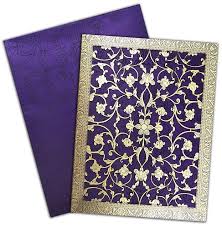 This Miraculously Designed Violet Invitation Card Is Sheer Grace And Elegance The Invitation Muslim Wedding Cards Christian Wedding Cards Hindu Wedding Cards