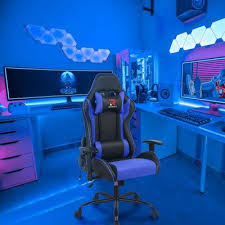 Rimiking Massage Ergonomic Gaming Chair Upholstery Color Black Blue Video Game Room Design Computer Gaming Room Game Room