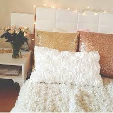 Champagne And Rose Gold Accents On White Gold Bedroom Home Decor Home Bedroom
