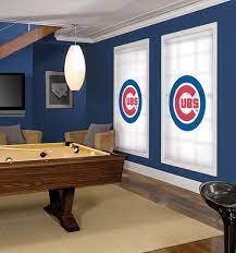 Baseball Window Treatments Baseball Room Decor Man Cave Home Bar Custom Roller Shades Cubs Room