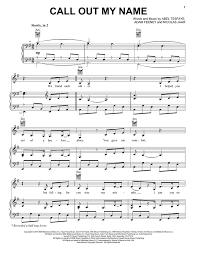 The Weeknd Call Out My Name Sheet Music And Printable Pdf Music Notes Sheet Music Notes Pop Sheet Music Sheet Music