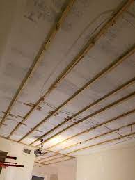Furring Strips On A Solid Slab Of Concrete With Shims Uneven Like A Sob Took Some Tweaking Concrete Blinds Decor