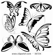 Clipart Illustration Of Six Black And White Butterflies By Dero Butterfly Tattoo Butterfly Tattoo Designs Butterflies Vector