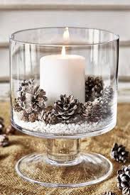 Simple Faux Snow With Dusted Acorns Candle Paint The Tips Of The Acorns Silver Or Gold For Holiday Centerpieces Christmas Centerpieces Christmas Decor Diy