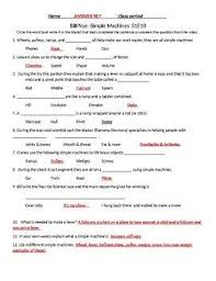 Bill Nye S1e10 Simple Machines Video Sheet With Answer Key Simple Machines Machine Video Bill Nye
