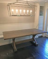 Our Newest Ash Grey Stain On A Crossbuck Trestle Farm Table Www Braunfarmtables Com Where We Handcraft Farm Table Dining Room Farm Table Dining Room Design
