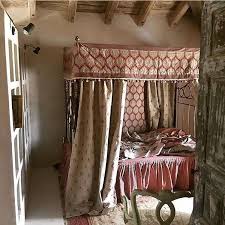 A Beautiful Bed Draped With Fabric In Nicholas Herbert S Marmara And Bhavani Scroll Across To See Detail Of Both Beautiful Bedding Bed Drapes Home Bedroom