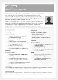 front desk officer resume template for
