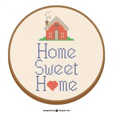 Home Sweet Home Cross Stitch Design Vector Free Download