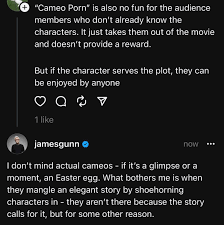 ComicAccuracy on X: Reminder that “Cameo porn” (At least how Gunn  describes it) has very little to do with cameos and doesnt really mean  anything concrete. t.coVBljZImLhG  X