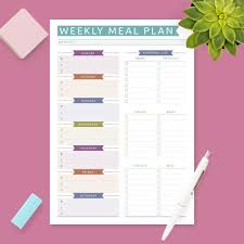(no spam, ever!) subscribe (free!) this free printable grocery list is easy to download (in pdf or doc format), customize (doc version only), and print. Weekly Menu Planner Grocery List Colored Template Printable Pdf