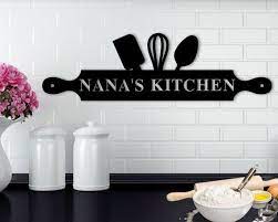 They are made up of two.008 aluminum sheets and a solid polyethylene core. Custom Metal Sign For Kitchen Nana S Kitchen Metal Sign Etsy Kitchen Wall Decor Custom Metal Signs Kitchen Signs