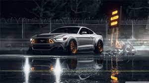 Silver Ford Mustang Coupe Ford Mustang Car Street 720p Wallpaper Hdwallpaper Desktop Ford Mustang Wallpaper Mustang Wallpaper Ford Mustang