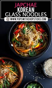 Japchae Stir Fried Korean Glass Noodles Recipe Glass Noodles Recipe Recipes Glass Noodles
