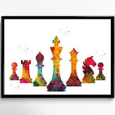 Chess Chess Pieces Watercolor Chess Watercolor Art Poster Etsy Watercolor Art Posters Art Watercolor Art