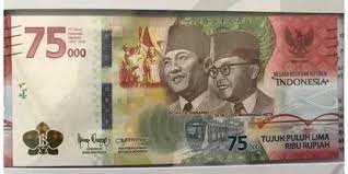 Uang ini dicetak terbatas dan hanya ada 75 juta lembar. Uang Pecahan Rp75 000 Dijual Seharga Rp8 8 Juta Di E Commerce Merdeka Com