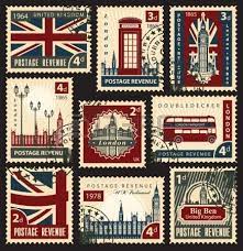 Set Of Stamps With The Flag Of The Uk And London Sights Union Jack London England England
