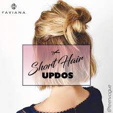 Pull your hair into a low ponytail at the nape of your neck, and then roll the hair upward into a small bun. Easy Updos For Short Hair Glam Gowns Blog