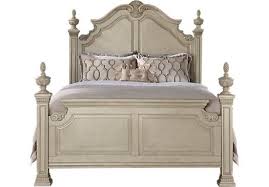 Cortinella Cream 3 Pc King Poster Bed King Poster Bed King Size Bedroom Furniture Sets Poster Bed