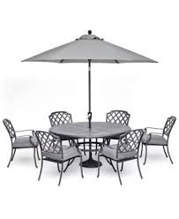 Vintage metal kitchen chairs round base patio furniture. Furniture Vintage Ii Outdoor Cast Aluminum 7 Pc Dining Set 61 Round Table 6 Dining Chairs With Sunbrella Cushions Created For Macy S Reviews Furniture Macy S