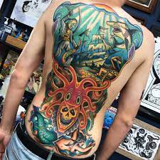 Ocean Back Tattoo By Samkanetattoo Back Tattoos Lower Back Tattoos Girl Tattoos