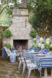Blue And White Is Always Right In 2020 Outdoor Stone Fireplaces White Garden Stools White Decor