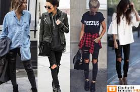Obviously black ripped jeans aren't new or groundbreaking, but they do add a serious dose of cool to any outfit. Buy Outfits With Black Ripped Skinny Jeans Cheap Online