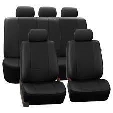 Fh Group Deluxe Leatherette 47 In X 23 In X 1 In Full Set Seat Covers Pu007black115 The Home Depot Leather Seat Covers Leather Car Seat Covers Leather Seat