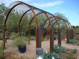 Steel metal decorative backyard arch arbor with double swinging gate and modern vine arch the classic design of this outsunny arch the classic design of this outsunny arch provides an easy and attractive way to add an elegant feature to your garden. Metal Garden Arbors And Trellises Ideas On Foter