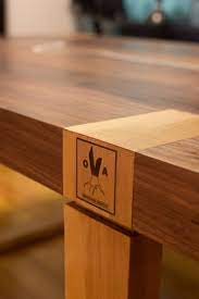solid wood table walnut and cherry 4 to 6 people resin encrusted design handmade in quebec solid wood table solid wood wood