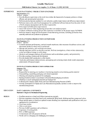 Manufacturing Production Resume Samples Velvet Jobs