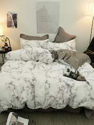 Marble Print Sheet Set White 1 2m In 2021 Marble Bedroom Bedding Sets Marble Bedding