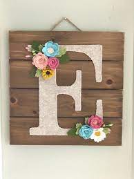 Personalized Letters Nursery Art Wall Art Felt Flowers Wood Wall Hanging Wood Wall Hanging Letter Wall Decor Nursery Decor Felt Flower Letter Letter Wall Decor Felt Flowers