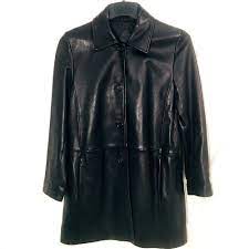 Worthington 3 4 Length Lambskin Leather Coat Womens Black Petite Small Soft Ebay Leather Coat Womens Leather Coat Clothes