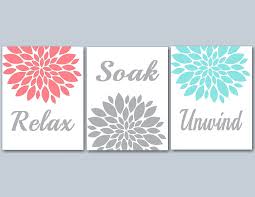 Bathroom Decor Coral Teal Bathroom Wall Art Coral Gray Bathroom Wall Art Aqua Floral Wall Art Aqua Floral Bat Floral Bathroom Teal Bathroom Decor Teal Bathroom