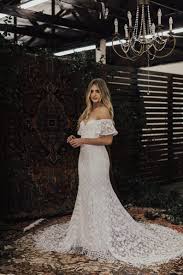 Callista Bohemian Wedding Dress Off Shoulder Lace Boho Wedding Gown With Fringe Hem And Buttons Made To Measure In California Size 0 18 Off Shoulder Wedding Dress Boho Wedding Gown Bohemian Wedding Dress
