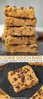 Cookie Dough Bars Are Chocolate Chip Cookie Batter Made Without Flour Or Eggs That Are No Bake Y Cookies Recipes Chocolate Chip Cookie Dough Cookie Dough Bars