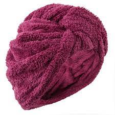 soft microfibre hair towel burgundy decathlon