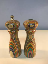 Vintage Mr Dudley Rainbow Wood Pepper Mill And Salt Shaker Set Multi Colored Salt And Pepper Grinders Salt And Pepper Set Stuffed Peppers