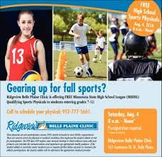 He was always careful to go to his yearly physicals, but many of the. Free High School Sports Physicals Aug 4 2018 Ridgeview Le Sueur Medical Center Le Sueur Mn
