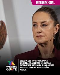 Nacionales| La presidenta Claudia Sheinbaum descartó una intervención  militar de EE.UU. en México, pese a una supuesta orden ejecutiva secreta de  Trump. Dicha orden autorizaría operaciones contra cárteles, considerados  organizaciones terroristas por