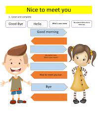 Hear how to say nice to meet you you in various languages. Nice To Meet You Online Worksheet