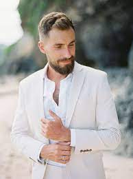Colourful Modern Elegant Bali Beach Wedding Inspiration Bali Wedding Inspirat Beach Wedding Suits Mens Beach Wedding Attire Groomsmen Attire Beach Wedding