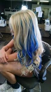 Did My Sister S Color Natural Blonde Blue Peekaboo Blonde And Blue Hair Peekaboo Hair Underlights Hair