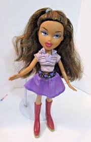 Bratz Doll Long Dark Brown Hair She Has Striped Top Purple Skirt Cherry Boots Dark Brown Hair Bratz Doll Purple Skirt