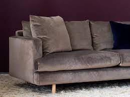 Lux 4 Seater Sofa In Taupe Velvet Living Room Lounge Velvet Sectional Living Room Sectional