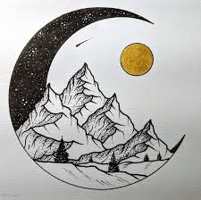 17 Landscape Circle Drawing Scenery Drawing Drawingpencilwiki Com Moon Art Print Circle Drawing Moon Drawing