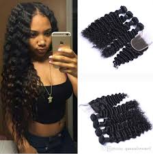 100% unprocessed virgin human hair hair, no chemical process, no shedding, no tangle. Brazilian Deep Wave Curly Hair 3 Bundles With Closure Free Middle 3 Part Double Weft Human Hair Extensions Dyeable Human Hair Weave From Queenloveno1 41 61 Dhgate Com